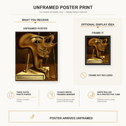 Salvador Dali - Autoportrait poster print size comparison and framing display infographic
