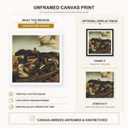Salvador Dali - Autumnal Cannibalism canvas print size comparison and framing display infographic