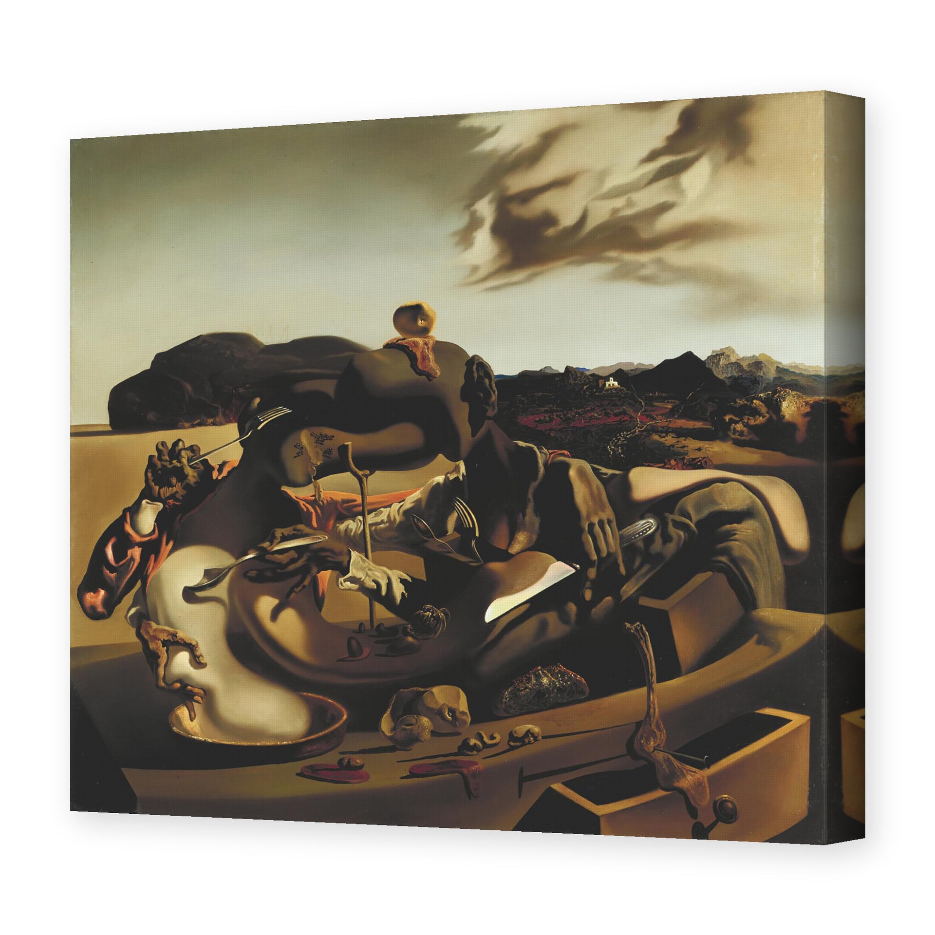 Salvador Dali's 'Autumnal Cannibalism' painting reproduced as a gallery-wrapped canvas print