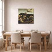 Gallery-wrapped canvas print of Salvador Dali's Autumnal Cannibalism displayed on a wall in a dining room