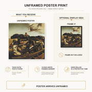 Salvador Dali - Autumnal Cannibalism poster print size comparison and framing display infographic