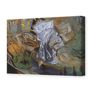 Salvador Dali's 'Bed and Two Bedside Tables Violently Attacking a Cello' painting reproduced as a gallery-wrapped canvas print
