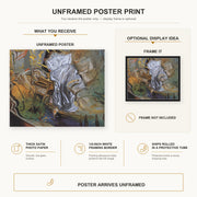 Salvador Dali - Bed and Two Bedside Tables Violently Attacking a Cello poster print size comparison and framing display infographic