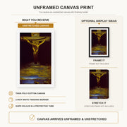 Salvador Dali - Christ of St. John of the Cross canvas print size comparison and framing display infographic