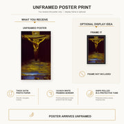 Salvador Dali - Christ of St. John of the Cross poster print size comparison and framing display infographic