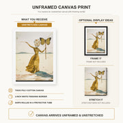 Salvador Dali - Crisalida (Femme a la Tete de Fleurs, le Bras Droit Leve) canvas print size comparison and framing display infographic