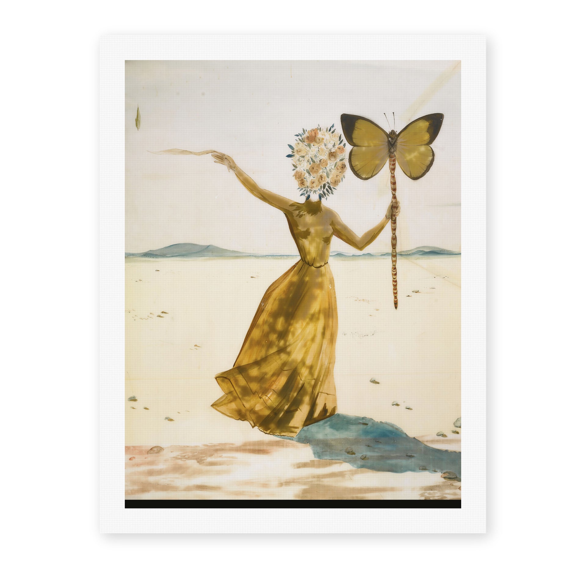 Salvador Dali's 'Crisalida (Femme a la Tete de Fleurs, le Bras Droit Leve)' painting reproduced as a rolled canvas print