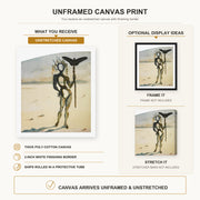 Salvador Dali - Crisalida Figure Aux Ramures canvas print size comparison and framing display infographic