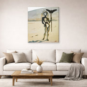 Gallery-wrapped canvas print of Salvador Dali's Crisalida Figure Aux Ramures displayed on a wall in a living room