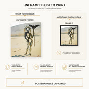 Salvador Dali - Crisalida Figure Aux Ramures poster print size comparison and framing display infographic