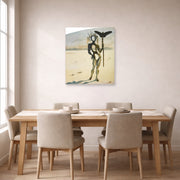 Unframed poster print of Salvador Dali's Crisalida Figure Aux Ramures displayed on a wall in a dining room