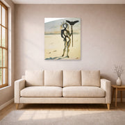 Unframed poster print of Salvador Dali's Crisalida Figure Aux Ramures displayed on a wall in a living room