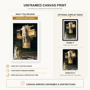 Salvador Dali - Crucifixion canvas print size comparison and framing display infographic