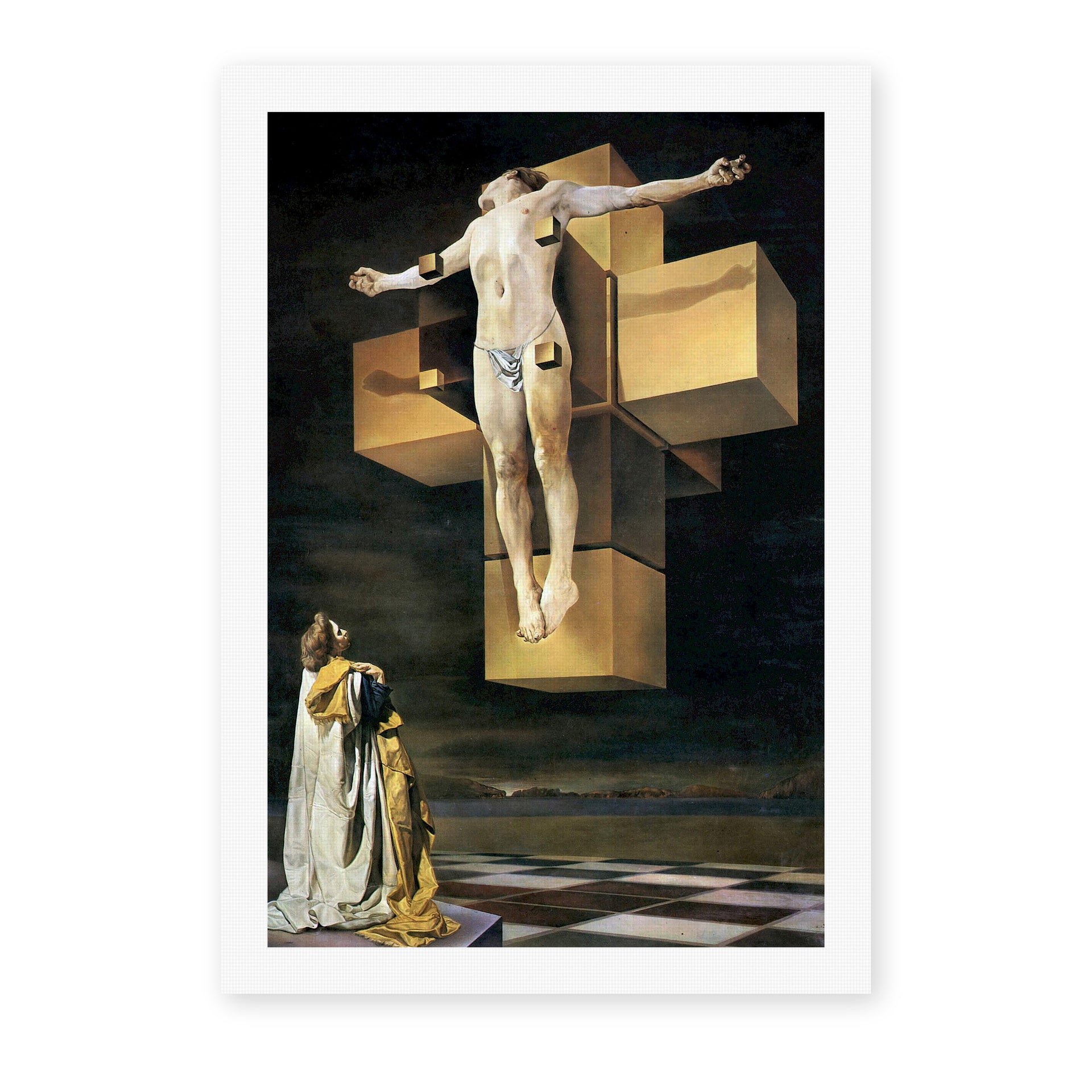 Salvador Dali's 'Crucifixion' painting reproduced as a rolled canvas print