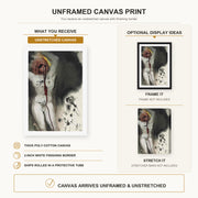 Salvador Dali - David and Goliath canvas print size comparison and framing display infographic
