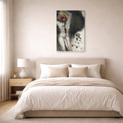 Gallery-wrapped canvas print of Salvador Dali's David and Goliath displayed on a wall in a bedroom