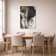 Gallery-wrapped canvas print of Salvador Dali's David and Goliath displayed on a wall in a dining room