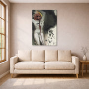 Gallery-wrapped canvas print of Salvador Dali's David and Goliath displayed on a wall in a living room