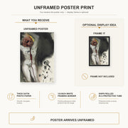 Salvador Dali - David and Goliath poster print size comparison and framing display infographic