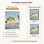 Salvador Dali - Dream Caused by the Flight of a Bee around a Pomegranate a Second before Wakening up canvas print size comparison and framing display infographic