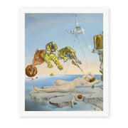 Salvador Dali's 'Dream Caused by the Flight of a Bee around a Pomegranate a Second before Wakening up' painting reproduced as a rolled canvas print