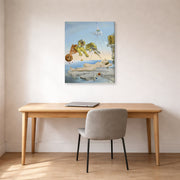 Gallery-wrapped canvas print of Salvador Dali's Dream Caused by the Flight of a Bee around a Pomegranate a Second before Wakening up displayed on a wall in a office