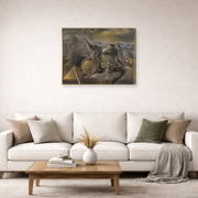 Gallery-wrapped canvas print of Salvador Dali's Endless Enigma displayed on a wall in a living room