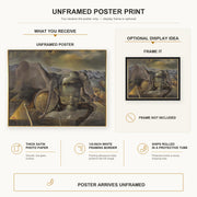 Salvador Dali - Endless Enigma poster print size comparison and framing display infographic