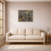 Unframed poster print of Salvador Dali's Endless Enigma displayed on a wall in a living room