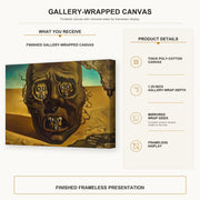 Salvador Dali - Face of War gallery wrap canvas construction and hanging details infographic