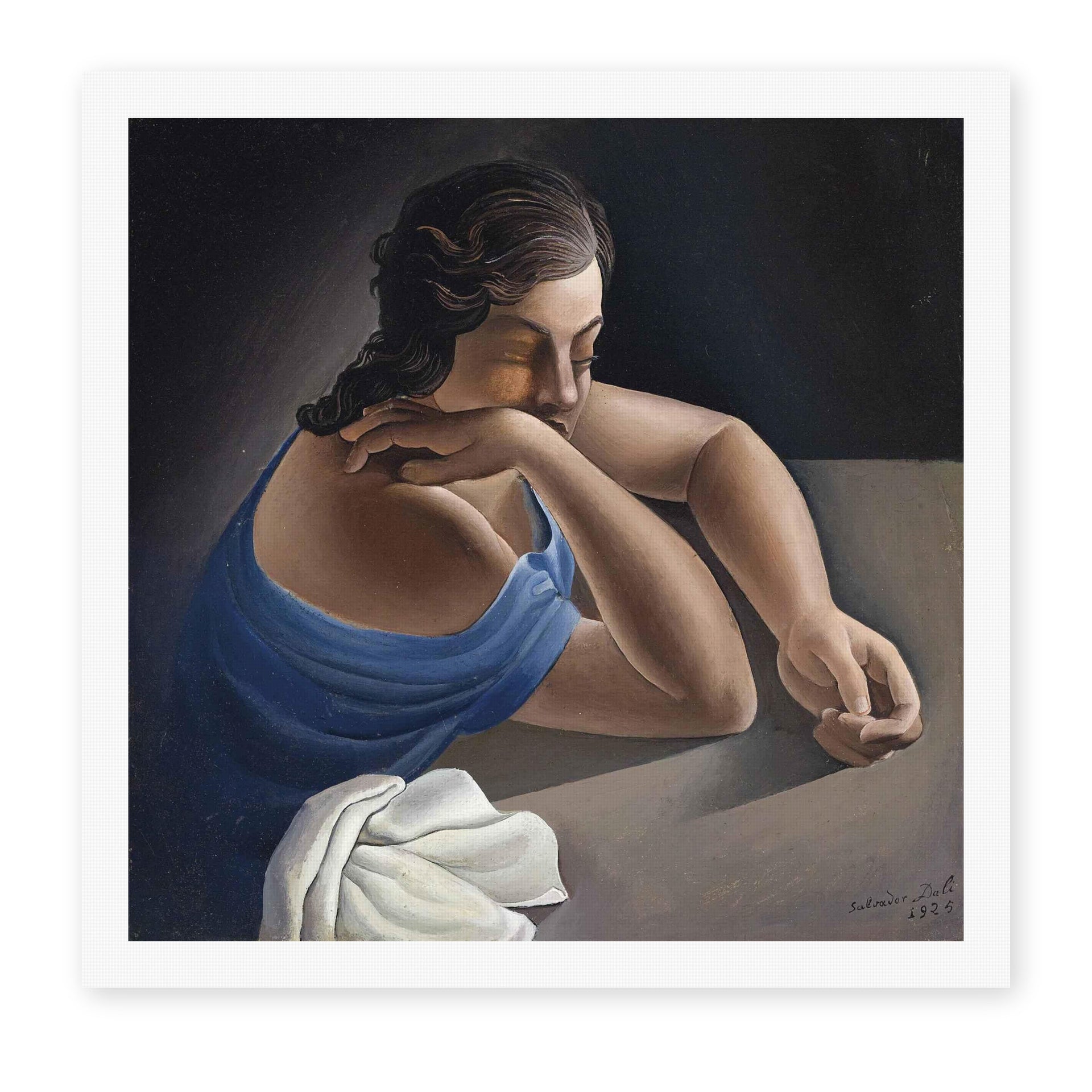 Salvador Dali's 'Figure in a Table' painting reproduced as a rolled canvas print