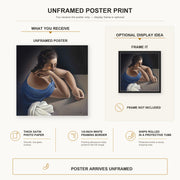 Salvador Dali - Figure in a Table poster print size comparison and framing display infographic