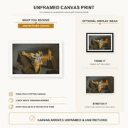 Salvador Dali - Figure on the Rocks canvas print size comparison and framing display infographic