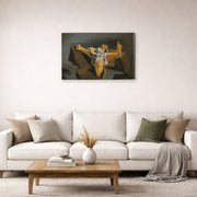 Gallery-wrapped canvas print of Salvador Dali's Figure on the Rocks displayed on a wall in a living room