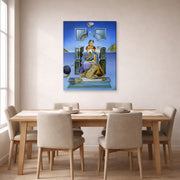 Gallery-wrapped canvas print of Salvador Dali's Gala, his wife, as Madona displayed on a wall in a dining room