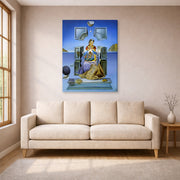 Gallery-wrapped canvas print of Salvador Dali's Gala, his wife, as Madona displayed on a wall in a living room