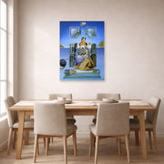Unframed poster print of Salvador Dali's Gala, his wife, as Madona displayed on a wall in a dining room