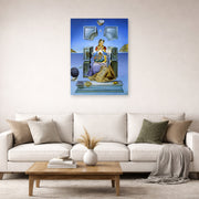 Unframed poster print of Salvador Dali's Gala, his wife, as Madona displayed on a wall in a living room