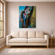 Gallery-wrapped canvas print of Salvador Dali's Gradiva displayed on a wall in a living room