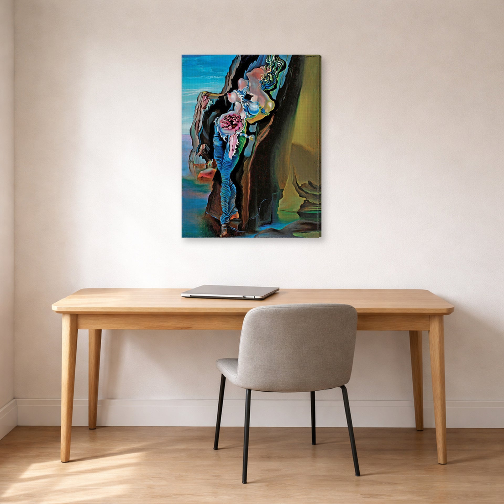Gallery-wrapped canvas print of Salvador Dali's Gradiva displayed on a wall in a office