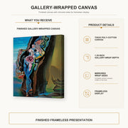 Salvador Dali - Gradiva gallery wrap canvas construction and hanging details infographic