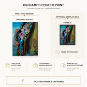 Salvador Dali - Gradiva poster print size comparison and framing display infographic