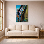 Unframed poster print of Salvador Dali's Gradiva displayed on a wall in a living room