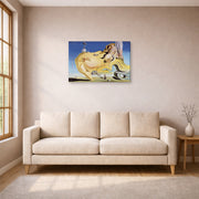 Gallery-wrapped canvas print of Salvador Dali's Great Masturbator displayed on a wall in a living room