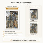 Salvador Dali - Gypsy From Figueres canvas print size comparison and framing display infographic