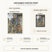 Salvador Dali - Gypsy From Figueres poster print size comparison and framing display infographic
