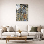 Unframed poster print of Salvador Dali's Gypsy From Figueres displayed on a wall in a living room