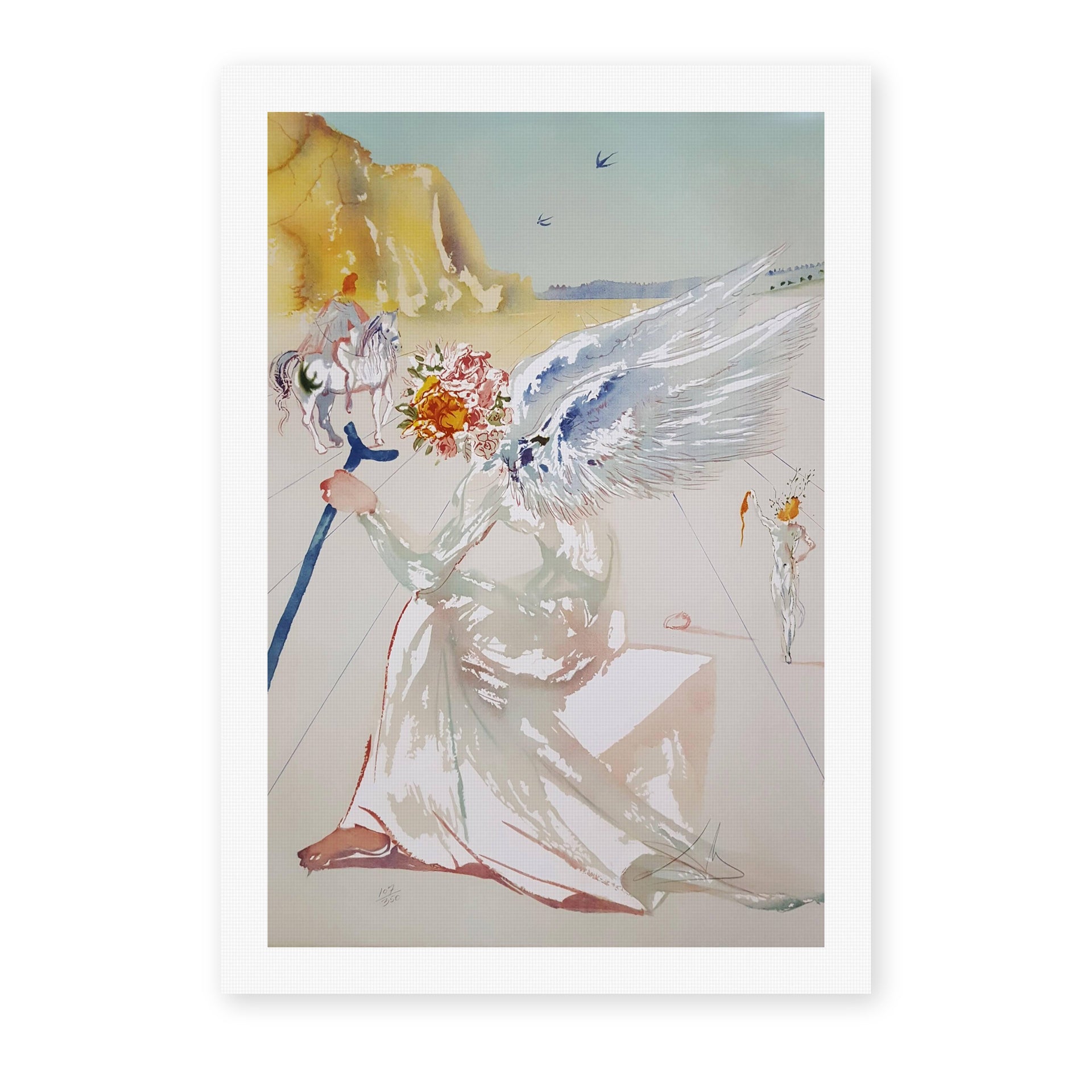 Salvador Dali's 'Helen of Troy Angel With Wand' painting reproduced as a rolled canvas print