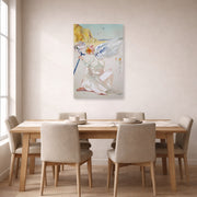 Unframed poster print of Salvador Dali's Helen of Troy Angel With Wand displayed on a wall in a dining room