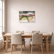 Gallery-wrapped canvas print of Salvador Dali's Hiver displayed on a wall in a dining room